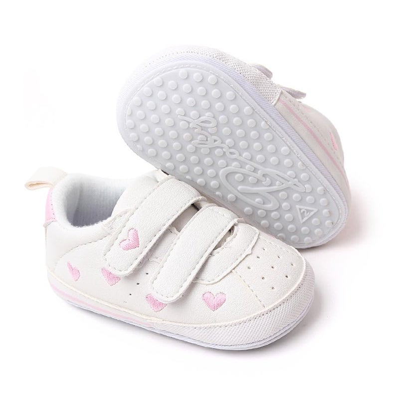 Clowora Baby Boys Girls Shoes Non-Slip Rubber Sole Sneakers Infant First Walking Toddler Crib Shoes Newborn Loafers Flats. (11/Pink,6-12 Months) - Image 1
