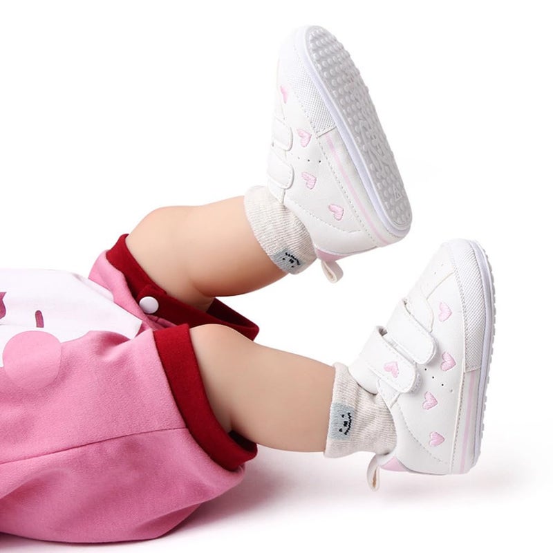 Clowora Baby Boys Girls Shoes Non-Slip Rubber Sole Sneakers Infant First Walking Toddler Crib Shoes Newborn Loafers Flats. (11/Pink,6-12 Months) - Image 2