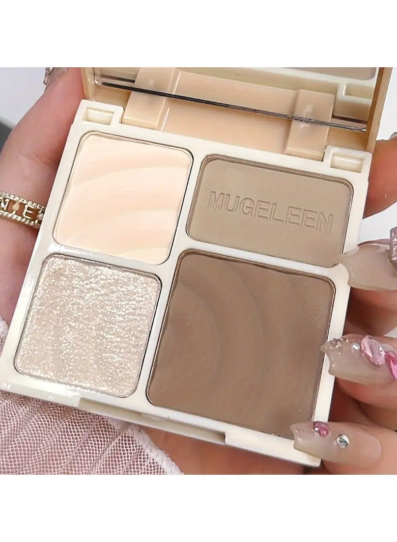 Mugeleen Highlighter & Contour Palette - Matte Finish, Light Coverage, All Skin Tones, Water-Resistant, Correction Effect, Fine Glitter, Silhouette Nose Shadow, Face Brightening, Powder Form, Under 300g - Image 1