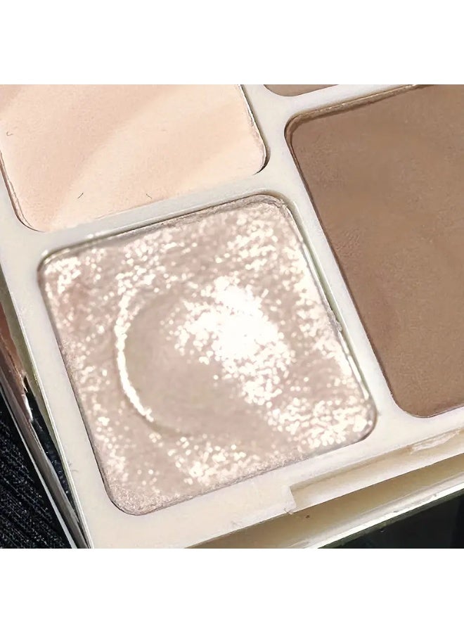 Mugeleen Highlighter & Contour Palette - Matte Finish, Light Coverage, All Skin Tones, Water-Resistant, Correction Effect, Fine Glitter, Silhouette Nose Shadow, Face Brightening, Powder Form, Under 300g - Image 3