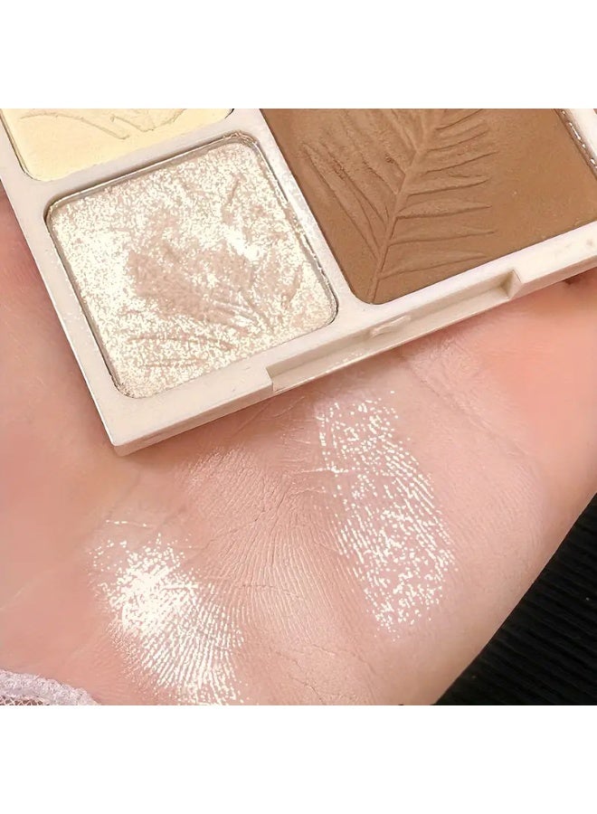 Mugeleen Highlighter & Contour Palette - Matte Finish, Light Coverage, All Skin Tones, Water-Resistant, Correction Effect, Fine Glitter, Silhouette Nose Shadow, Face Brightening, Powder Form, Under 300g - Image 4