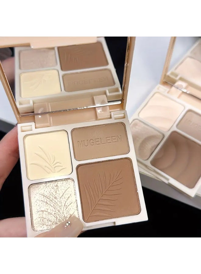 Mugeleen Highlighter & Contour Palette - Matte Finish, Light Coverage, All Skin Tones, Water-Resistant, Correction Effect, Fine Glitter, Silhouette Nose Shadow, Face Brightening, Powder Form, Under 300g - Image 5