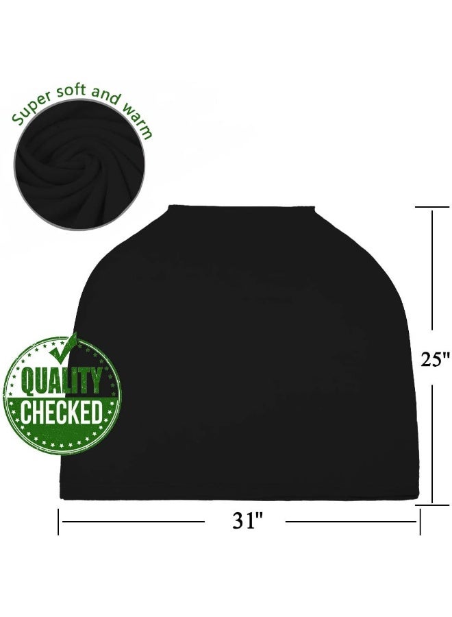 Gyothrig Gyothrig Car Seat Nursing Breastfeeding Cover, Thick Cozy Jersey Carseat Canopy Cover, Stroller Cover for Infant Babies, Extremely Stretchy, Amazing Soft, Convertible Multi Use 6 in 1- Black - Image 4