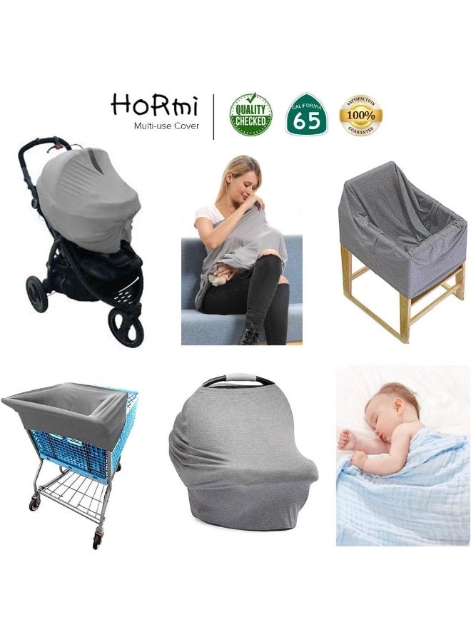 Gyothrig Gyothrig Car Seat Nursing Breastfeeding Cover, Thick Cozy Jersey Carseat Canopy Cover, Stroller Cover for Infant Babies, Extremely Stretchy, Amazing Soft, Convertible Multi Use 6 in 1- Black - Image 5