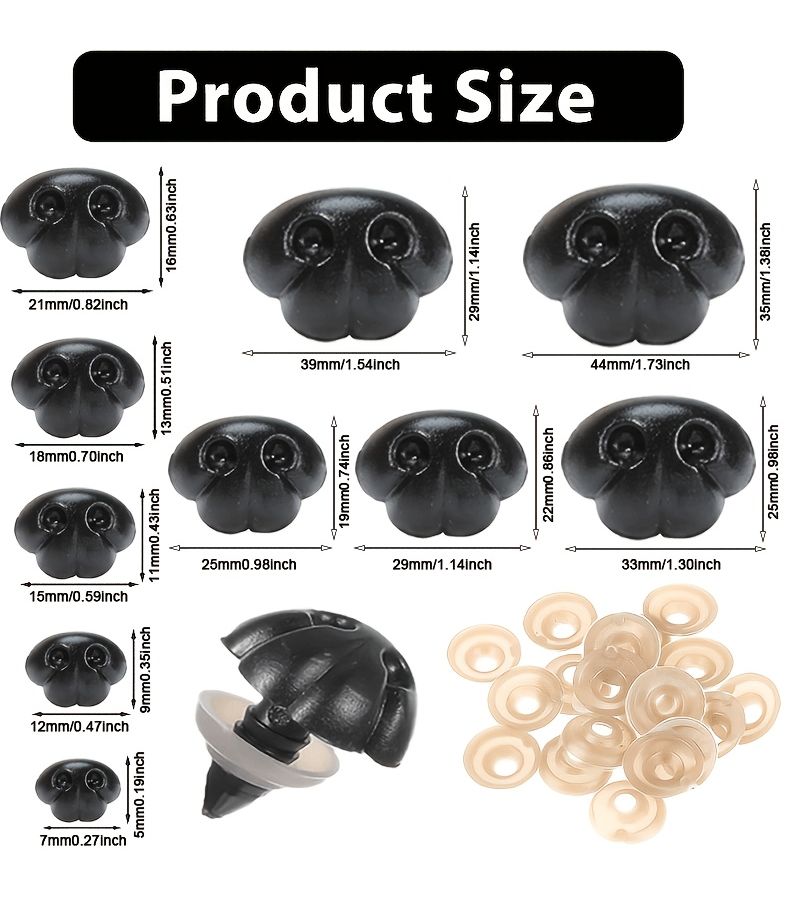 20 Pieces Matte Black Safety Nose Pads 12mm With Washers - Image 2