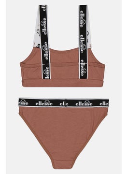 Ellesse Women 2 Pieces Non Padded Bralette And Underwear Set, Brown  - Image 2