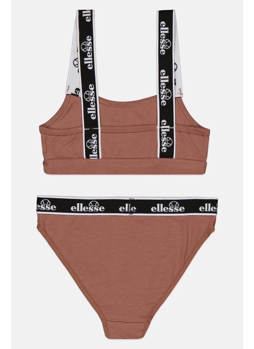 Ellesse Women 2 Pieces Non Padded Bralette And Underwear Set, Brown  - Image 2
