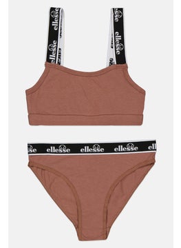 Ellesse Women 2 Pieces Non Padded Bralette And Underwear Set, Brown  - Image 1