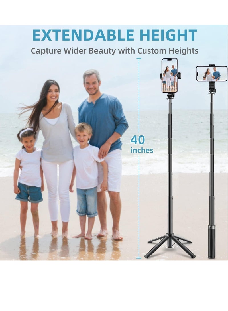 Selfie Stick 80cm Length Tripod Quadrapod, Extendable Selfie Stick phone Tripod Quadrapod with Bluetooth Wireless Remote Phone Holder - Image 3