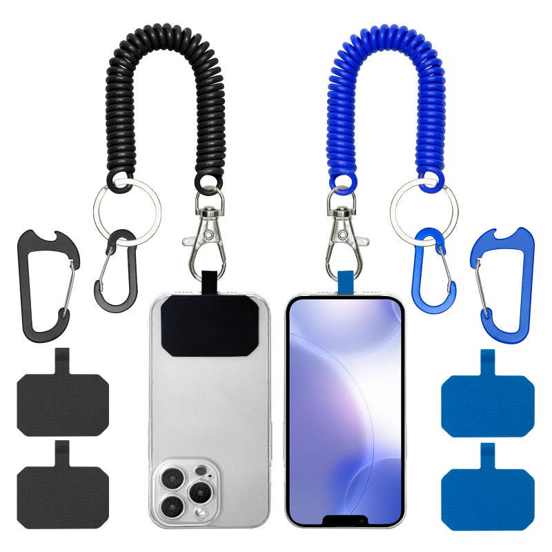 HOTEMIA Phone Lanyard - Anti Theft & Drop Protection for iPhone, Most Cell Phones - Black & Blue - Image 1