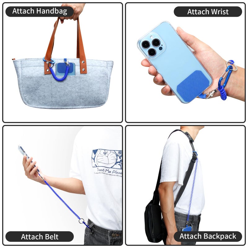 HOTEMIA Phone Lanyard - Anti Theft & Drop Protection for iPhone, Most Cell Phones - Black & Blue - Image 3