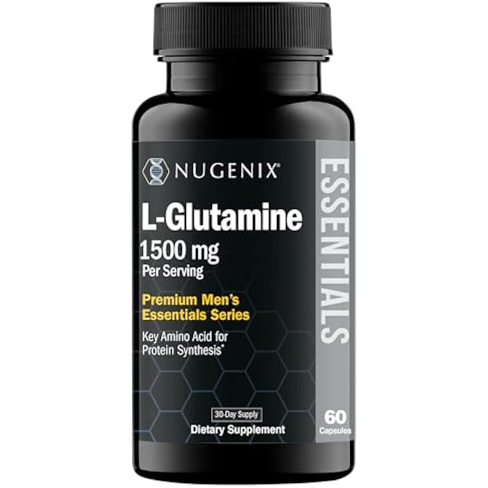 Nugenix Essentials L-Glutamine, 1500mg 100% Botanical L-Glutamine Amino Acid, Protein Synthesis, Supports Cellular Function, 60 Capsules - Image 1
