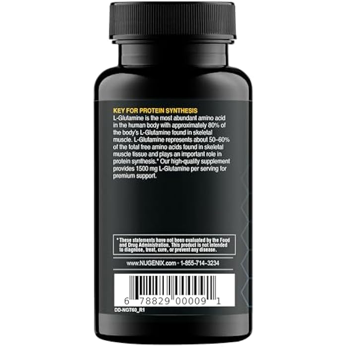 Nugenix Essentials L-Glutamine, 1500mg 100% Botanical L-Glutamine Amino Acid, Protein Synthesis, Supports Cellular Function, 60 Capsules - Image 3