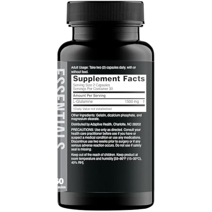 Nugenix Essentials L-Glutamine, 1500mg 100% Botanical L-Glutamine Amino Acid, Protein Synthesis, Supports Cellular Function, 60 Capsules - Image 2