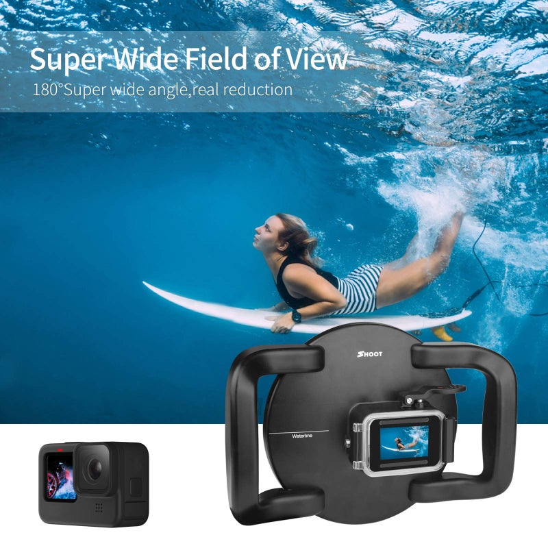 SHOOT Dome Port for GoPro Hero 13/12/11/10/9 Black - Upgraded Coating Film for Anti-Scratch, Dual Handle Stabilizer Floating Grip, Overall Waterproof Case - Shoot Over Underwater Photos/Videos - Image 4