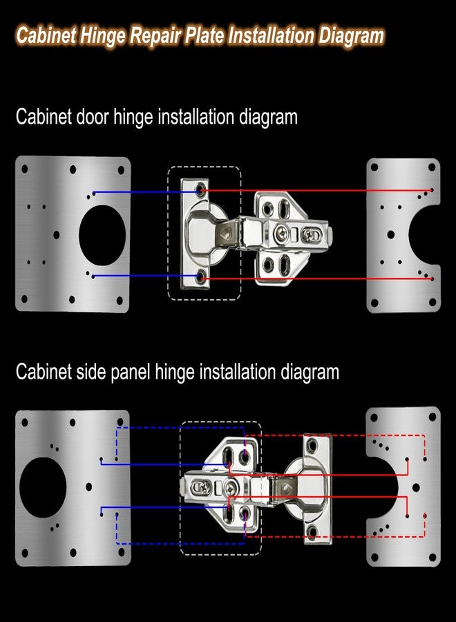 VUTHLRV 6-Pack Cabinet Door Hinge Repair Plates, Metal Cabinet Hinge Repair Replacement Kit, Cabinet Hinge Repair Brackets, Hinges Repair Fixing Plates with Screw for Kitchen Cupboard Door Locker Cabinet Door - Image 3