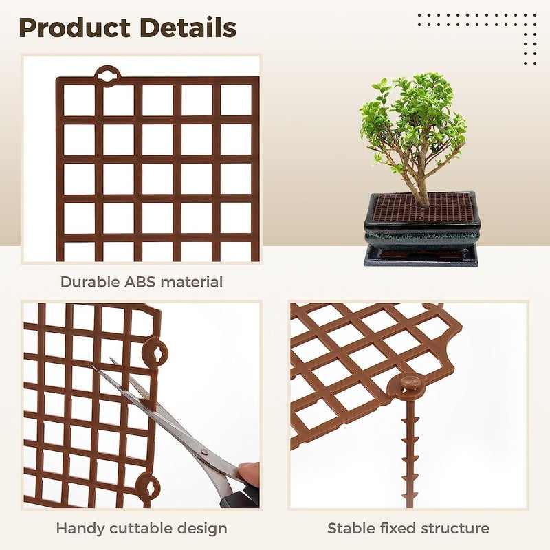 Excefore 6 Pcs Plant Pot Soil Grid, 11.8 Inch Flower Pot Grid, Plant Soil Protector Covers with Stakes, Plant Pot Grid Cat Digging Stopper, Baby Safety Plant Pot Cover for Indoor Outdoor - Image 3