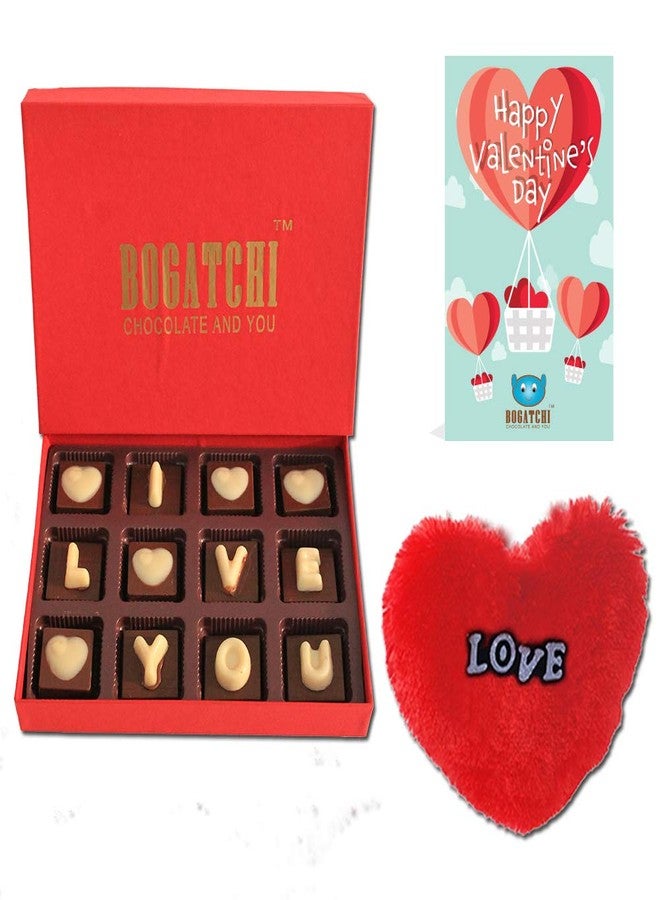 BOGATCHI Chocolates Valentine Day Gift for Girlfriend, Love Box, 120g + Free V-Day Card + Free Fur Heart - Image 1
