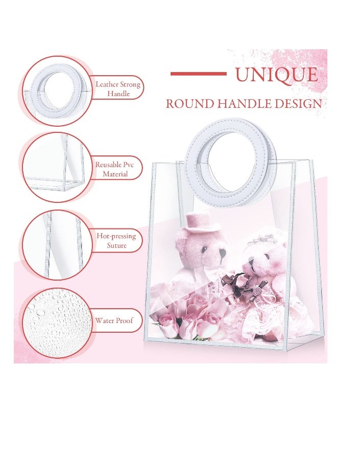 أكياس هدايا من PVC الشفاف، حقيبة يد من PVC الشفاف، أكياس هدايا قابلة لإعادة الاستخدام وعالية الجودة مع مقhandles، أكياس بلاستيكية شفافة لتغليف الهدايا لحفلات الزفاف وحفلات استقبال المواليد، حجم 8 × - Image 4