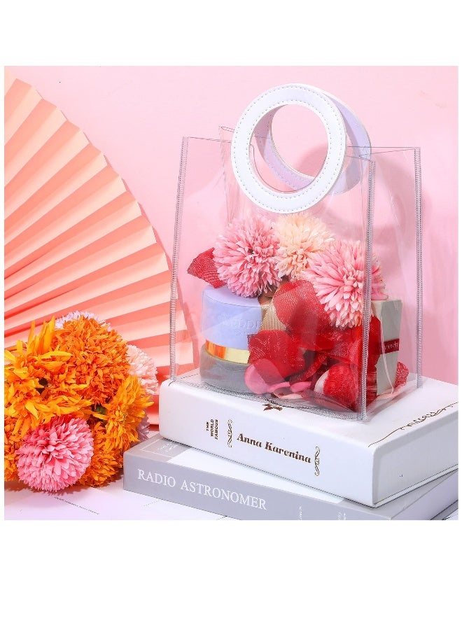 أكياس هدايا من PVC الشفاف، حقيبة يد من PVC الشفاف، أكياس هدايا قابلة لإعادة الاستخدام وعالية الجودة مع مقhandles، أكياس بلاستيكية شفافة لتغليف الهدايا لحفلات الزفاف وحفلات استقبال المواليد، حجم 8 × - Image 3