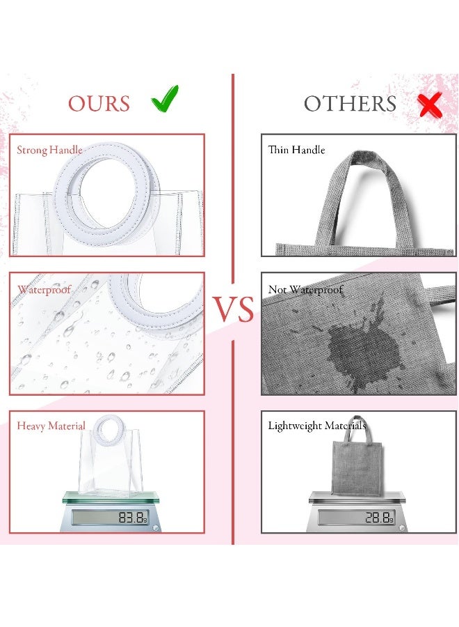أكياس هدايا من PVC الشفاف، حقيبة يد من PVC الشفاف، أكياس هدايا قابلة لإعادة الاستخدام وعالية الجودة مع مقhandles، أكياس بلاستيكية شفافة لتغليف الهدايا لحفلات الزفاف وحفلات استقبال المواليد، حجم 8 × - Image 2