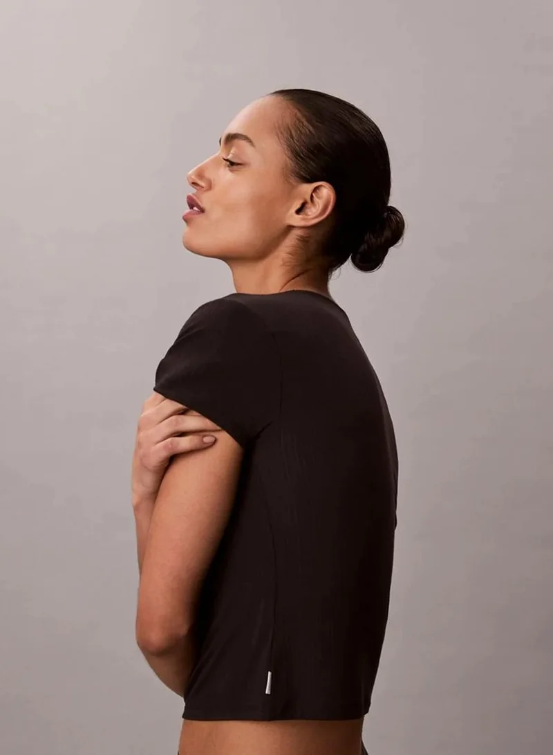 Calvin Klein Black Modal Stretch Drop Needle Baby Tee for Women | Best Price UAE