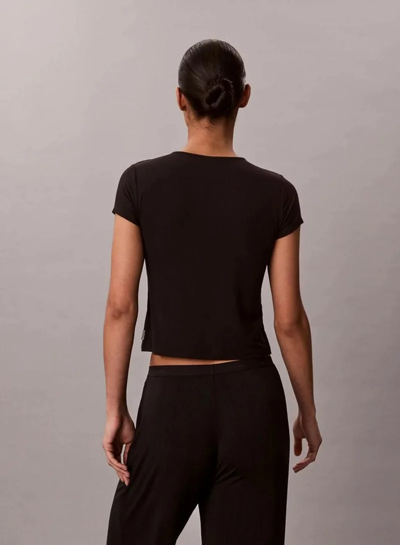 Calvin Klein Black Modal Stretch Drop Needle Baby Tee for Women | Best Price UAE