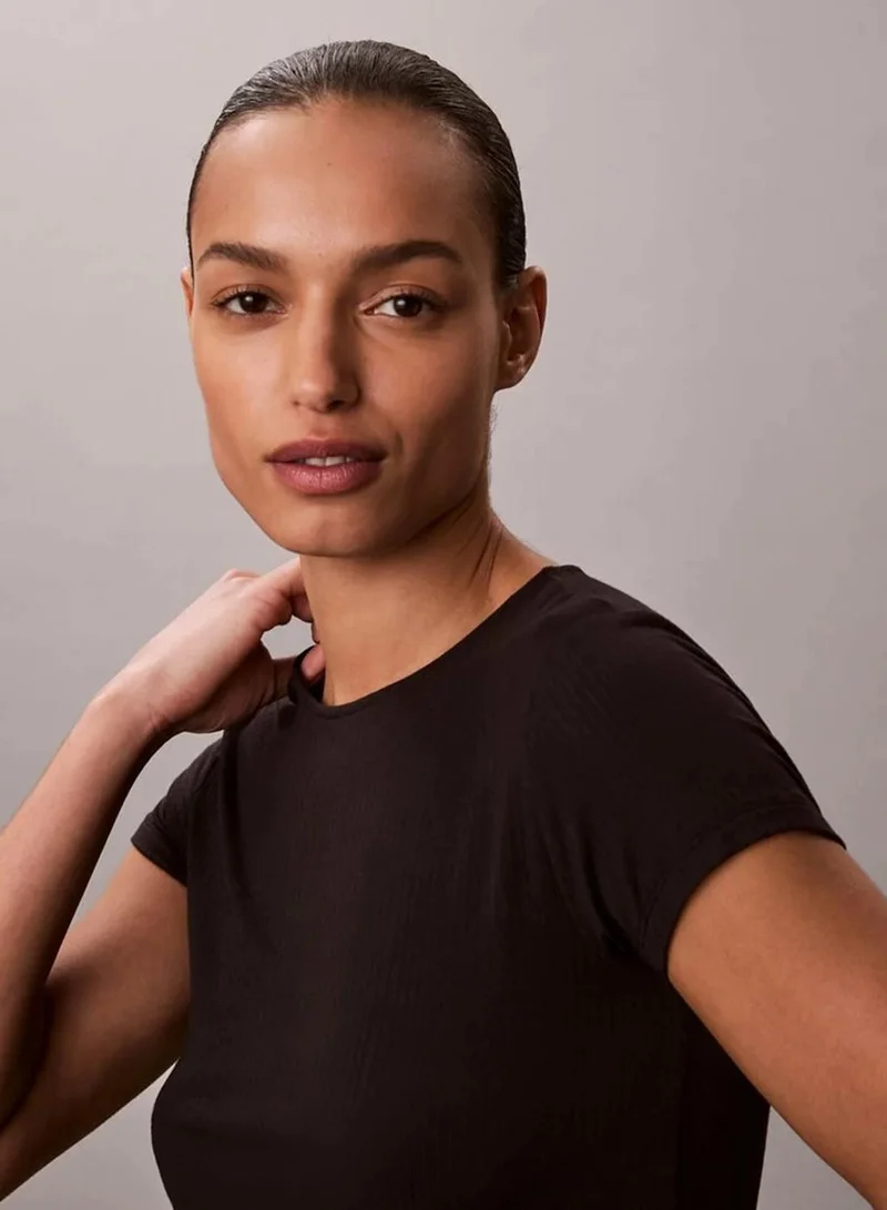 Calvin Klein Black Modal Stretch Drop Needle Baby Tee for Women | Best Price UAE
