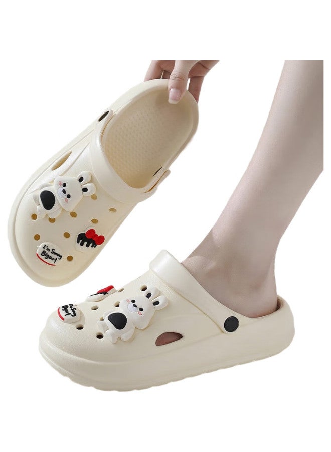 CARTELO Crocodile Perforated Shoes, Women'S Summer Sandals, Casual Garden Dual-Use Beach Shoes, Women'S Sandals, 1461 White, Size 38-39 - Image 2
