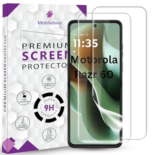 Mobilebies® 2 Pack Unbreakable Membrane Screen Protector Guard Compatible For Motorola Razr 60/60 Ultra / 50, 6.9 In | Hydrogel Membrane Ultra Smooth Touch, fingerprint working with installation kit - Image 1