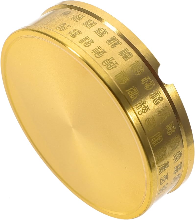 Pure Brass Round Groove Ash Holder Indoor Ashtray Home Office Decor Vintage Style - Image 1