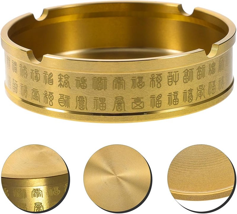 Pure Brass Round Groove Ash Holder Indoor Ashtray Home Office Decor Vintage Style - Image 5