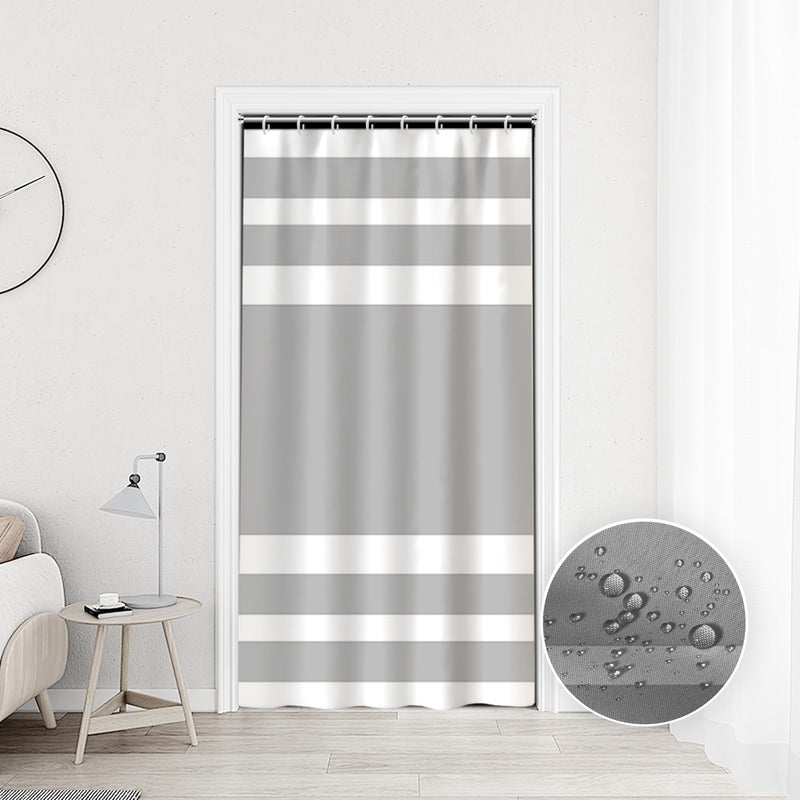 DORCEV 48x72inch Gray and White Stripes Shower Curtain Casual Style Relaxing Spa Horizontal Stripe Texture Design Modern Home Bath Curtain for Bathroom Bathtubs Decoration with Hooks - Image 3