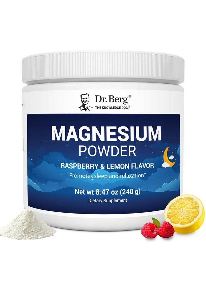 Dr. Berg Nutritionals Dr. Berg Magnesium Glycinate Powder for Sleep, Relaxation, & Stress Relief - Now Includes Vitamin D3 & Zinc - Delicious Raspberry & Lemon Flavor (50 Servings) Magnesium Powder - Magnesium Drink Powder - Image 1