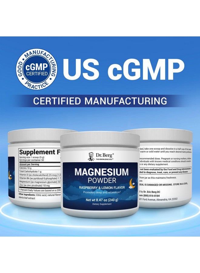 Dr. Berg Nutritionals Dr. Berg Magnesium Glycinate Powder for Sleep, Relaxation, & Stress Relief - Now Includes Vitamin D3 & Zinc - Delicious Raspberry & Lemon Flavor (50 Servings) Magnesium Powder - Magnesium Drink Powder - Image 5