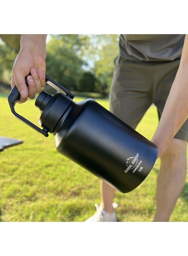 general Outdoor camping large-capacity ice bucket 304 stainless steel double-layer vacuum flask portable portable water bottle refrigerator 3.8L  - Image 2