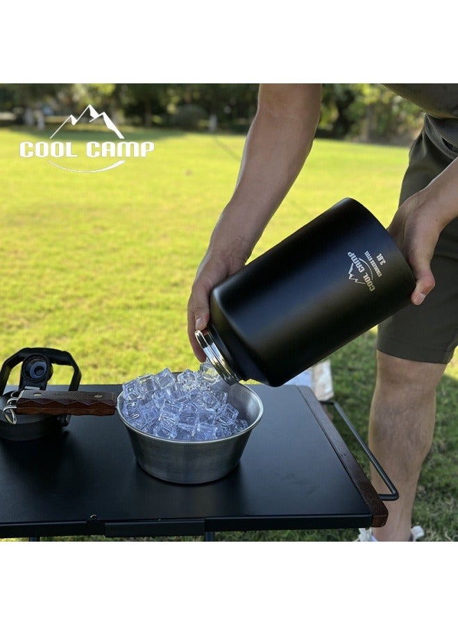 general Outdoor camping large-capacity ice bucket 304 stainless steel double-layer vacuum flask portable portable water bottle refrigerator 3.8L  - Image 3