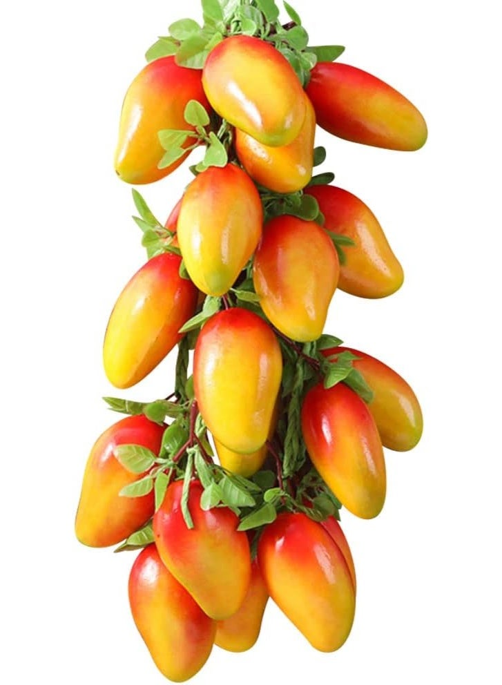 LATIFA  5 Bunches of Realistic Fruit Hanging Strings 20 Pcs Peach Mango Strawberry Apple Pomegranate Artificial Fruit Skewer Farmhouse Background Wall Pendant Party Decoration Model Props - Image 1