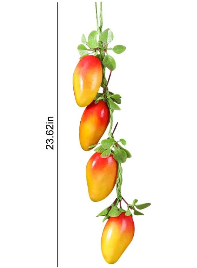 LATIFA  5 Bunches of Realistic Fruit Hanging Strings 20 Pcs Peach Mango Strawberry Apple Pomegranate Artificial Fruit Skewer Farmhouse Background Wall Pendant Party Decoration Model Props - Image 2