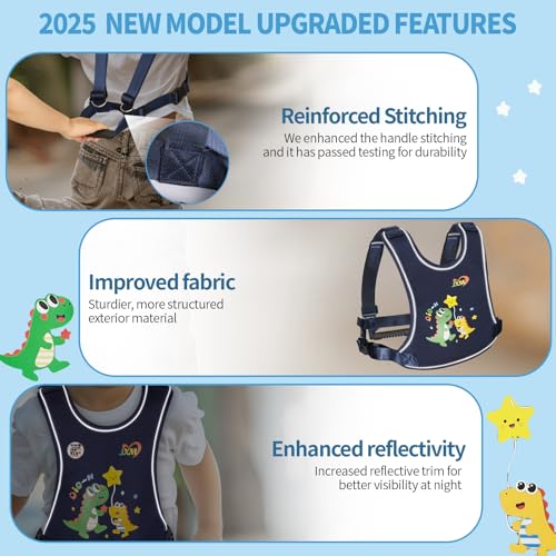 JXM 2025 New Safety Harness for Autism and Special Needs Child (3-6 yrs), Anti-Elopement Vest Harness with Light Reflector and Grab Handle for Active, Autistic ADHD Kids,Adjustable Tether Leash with Pouch - Image 2