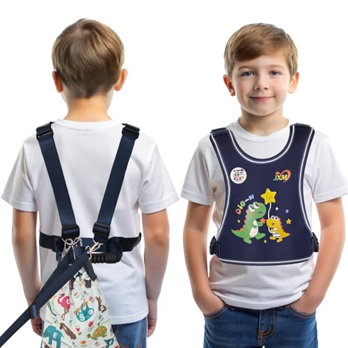 JXM 2025 New Safety Harness for Autism and Special Needs Child (3-6 yrs), Anti-Elopement Vest Harness with Light Reflector and Grab Handle for Active, Autistic ADHD Kids,Adjustable Tether Leash with Pouch - Image 1
