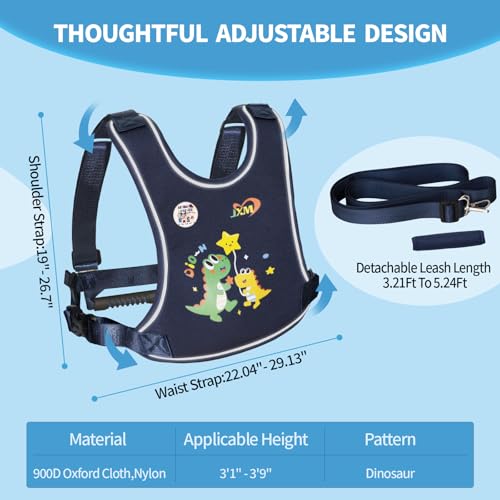 JXM 2025 New Safety Harness for Autism and Special Needs Child (3-6 yrs), Anti-Elopement Vest Harness with Light Reflector and Grab Handle for Active, Autistic ADHD Kids,Adjustable Tether Leash with Pouch - Image 5
