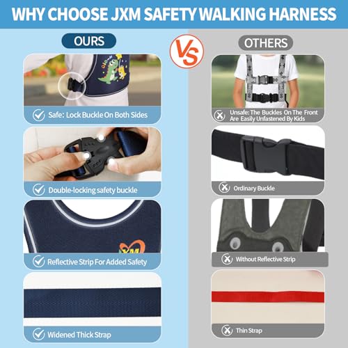 JXM 2025 New Safety Harness for Autism and Special Needs Child (3-6 yrs), Anti-Elopement Vest Harness with Light Reflector and Grab Handle for Active, Autistic ADHD Kids,Adjustable Tether Leash with Pouch - Image 3