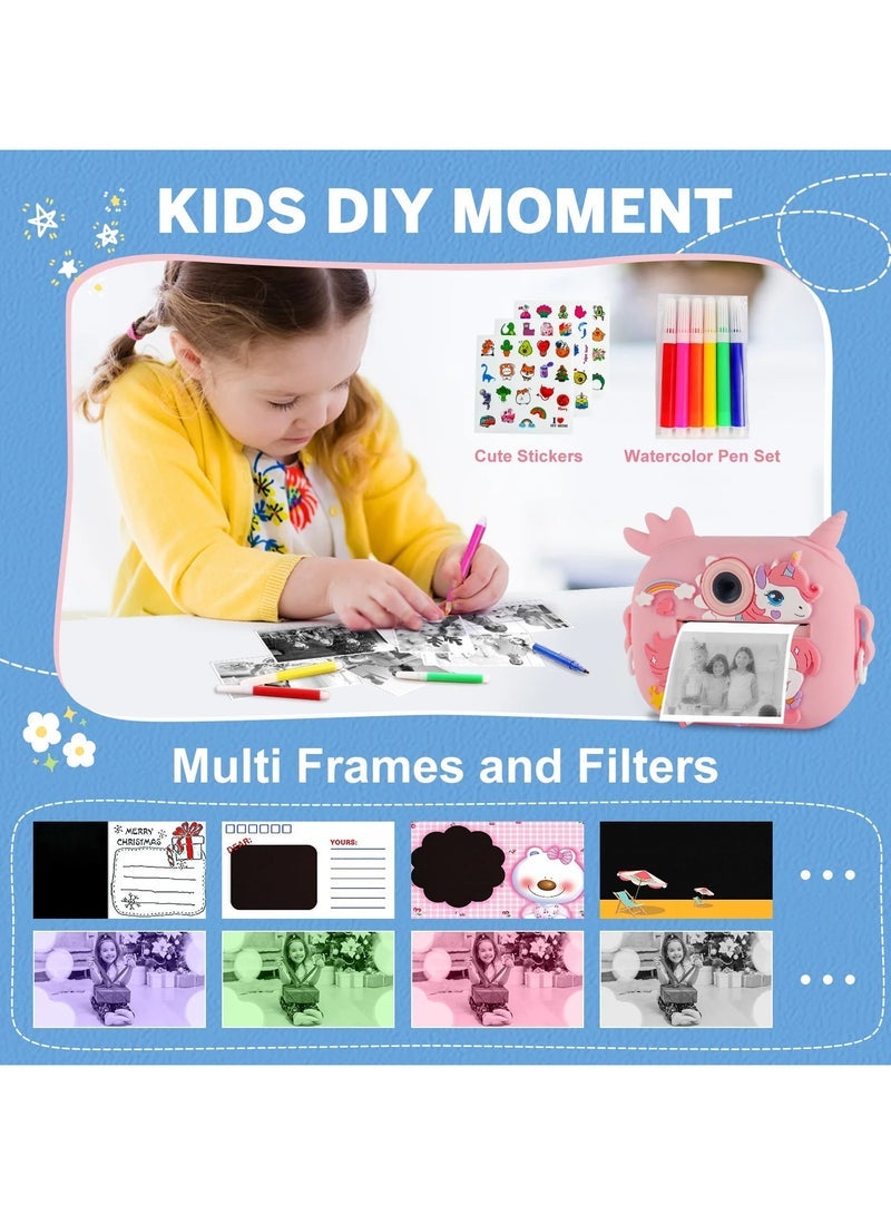 Jubilin Kids Camera Instant Print, Kids Digital Camera with 3 Rolls Print Paper, 2.4 Inch 1080P Screen with 32GB TF Card for 3+ Girls Boys Christmas Birthday Festival Party Gift ,Pink - Image 3