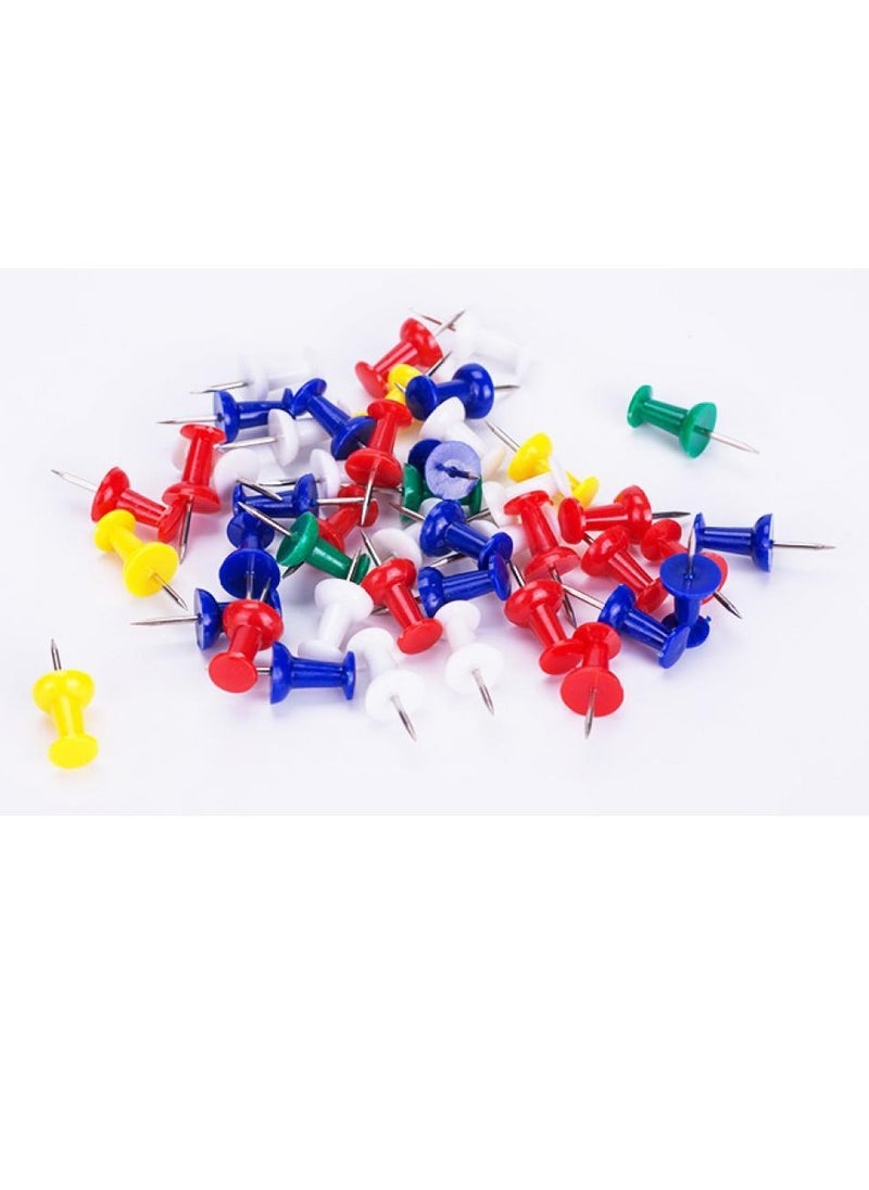 Alissa - 2 Packs 4 in 1 Round Box Stationary Set Push Pin Paper Pin Rubber Bands Binder Clips Set - Image 1