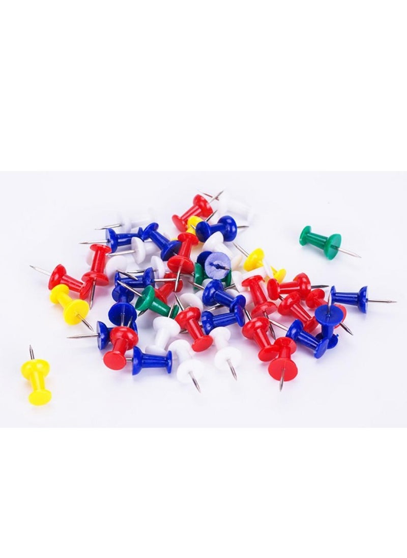 Alissa - 2 Packs 4 in 1 Round Box Stationary Set Push Pin Paper Pin Rubber Bands Binder Clips Set - Image 1