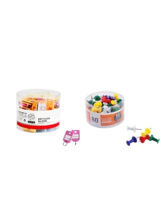 2 Packs 4 in 1 Round Box Stationary Set Push Pin Paper Pin Rubber Bands Binder Clips Set - pzsku/ZC6F47FABA09208B2493AZ/45/_/1723700240/243d5487-1108-4065-93c2-b4b47fa8fd09