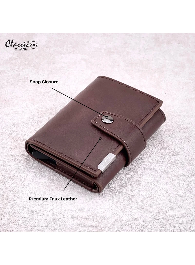 Classic Milano Brown (K1802#) Classic Milano RFID Blocking Faux Leather Wallet for Men and Women | Card Holder Wallet Pop-up, Credit Card Holder for Men | Wallet for Men & Women’s Card Wallet for Men | Best Price UAE