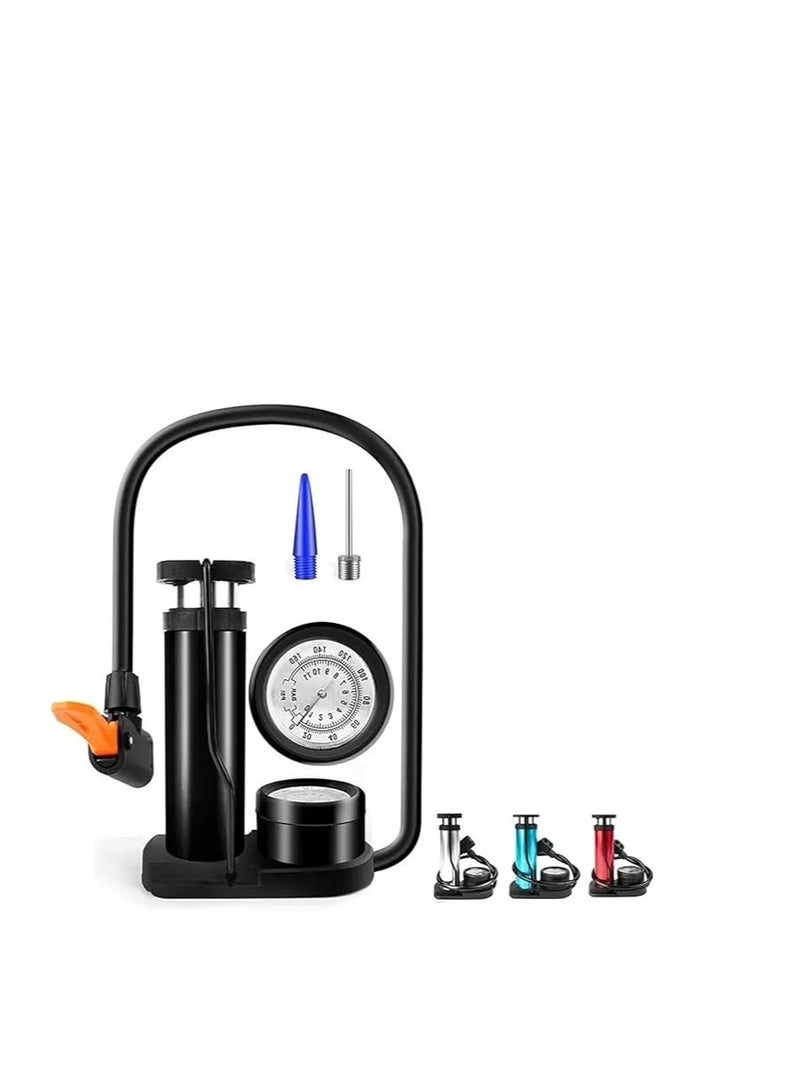 Portable air pump for bicycles, manual tire inflator, air compressor for football, basketball and mountain bike sports (multi-color) - Image 1