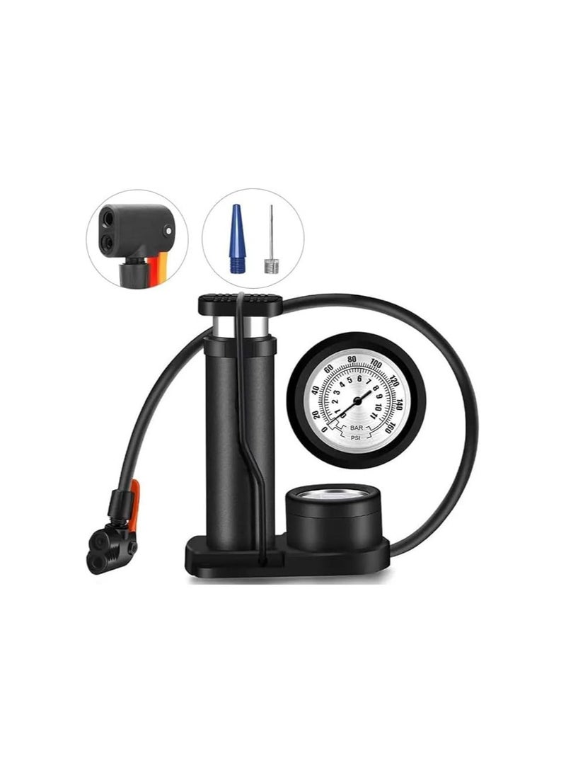 Portable air pump for bicycles, manual tire inflator, air compressor for football, basketball and mountain bike sports (multi-color) - Image 2